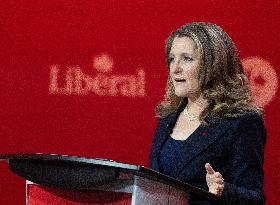 Freeland Addresses Liberal Leadership Debate in Montreal