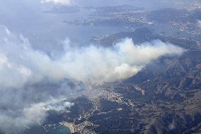 Forest fire in northeastern Japan