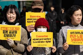 Activists Demand Rights For Migrant Domestic Care Workers In Seoul