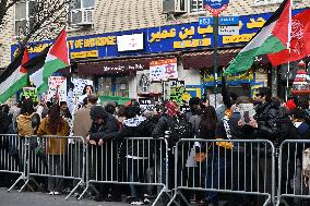 Pro Palestine Protest In Front Of The Islamic Society Of Bayridge In Bayridge Brooklyn New York