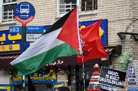 Pro Palestine Protest In Front Of The Islamic Society Of Bayridge In Bayridge Brooklyn New York