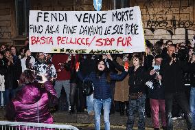 Fronte Animalista Protests Fendi at Milan Fashion Week