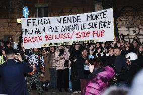 Fronte Animalista Protests Fendi at Milan Fashion Week