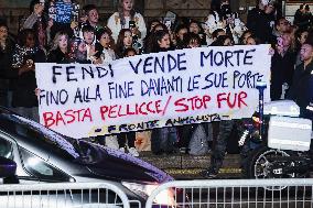 Fronte Animalista Protests Fendi at Milan Fashion Week