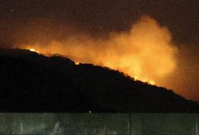 Forest fire continues in northeastern Japan