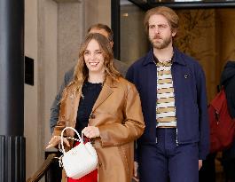 MFW - Maya Thurman-Hawke And Christian Lee Hutson Leaving Their Hotel
