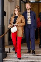 MFW - Maya Thurman-Hawke And Christian Lee Hutson Leaving Their Hotel