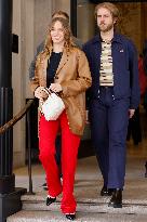 MFW - Maya Thurman-Hawke And Christian Lee Hutson Leaving Their Hotel