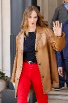 MFW - Maya Thurman-Hawke And Christian Lee Hutson Leaving Their Hotel