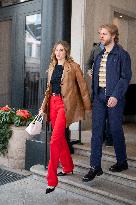 MFW - Maya Thurman-Hawke And Christian Lee Hutson Leaving Their Hotel