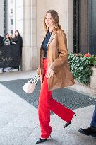 MFW - Maya Thurman-Hawke And Christian Lee Hutson Leaving Their Hotel