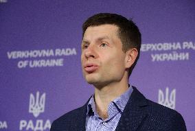 MP Oleksii Hocharenko briefs press in Kyiv