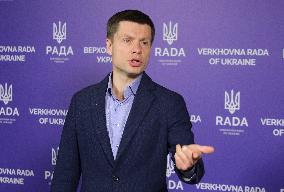 MP Oleksii Hocharenko briefs press in Kyiv