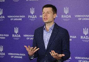 MP Oleksii Hocharenko briefs press in Kyiv
