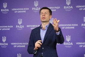 MP Oleksii Hocharenko briefs press in Kyiv