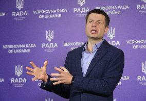 MP Oleksii Hocharenko briefs press in Kyiv