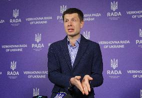 MP Oleksii Hocharenko briefs press in Kyiv