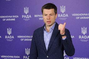 MP Oleksii Hocharenko briefs press in Kyiv