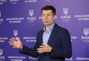 MP Oleksii Hocharenko briefs press in Kyiv