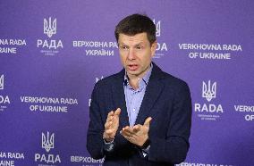 MP Oleksii Hocharenko briefs press in Kyiv