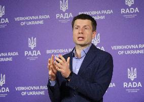 MP Oleksii Hocharenko briefs press in Kyiv