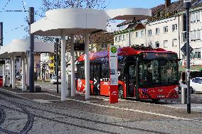 Tram And Bus Station Europaplatz In Freiburg