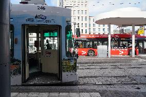 Tram And Bus Station Europaplatz In Freiburg