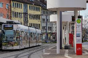 Tram And Bus Station Europaplatz In Freiburg