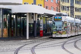 Tram And Bus Station Europaplatz In Freiburg