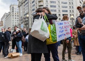 USAID Employees Collect Belongings After Mass Layoff In Washington DC