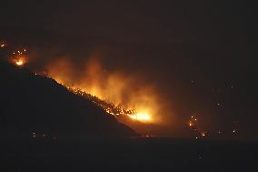 Forest fire continues in northeastern Japan