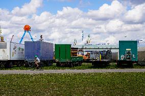 The Rides And Fairground Businesses For The Oktoberfest In Munich Will Be Set Up