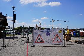 Setting Up The Beer Tents For The Oktoberfest In Munich