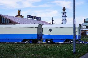 Setting Up The Beer Tents For The Oktoberfest In Munich