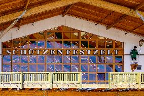 Setting Up The Beer Tents For The Oktoberfest In Munich