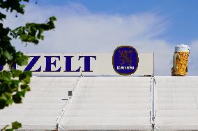 Setting Up The Beer Tents For The Oktoberfest In Munich