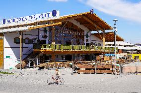 Setting Up The Beer Tents For The Oktoberfest In Munich