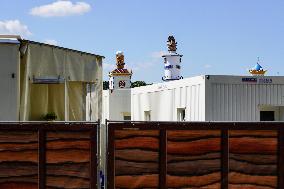 Setting Up The Beer Tents For The Oktoberfest In Munich