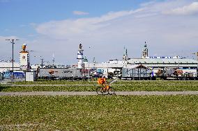 Setting Up The Beer Tents For The Oktoberfest In Munich