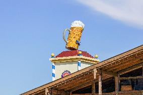 Setting Up The Beer Tents For The Oktoberfest In Munich