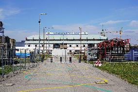 Setting Up The Beer Tents For The Oktoberfest In Munich