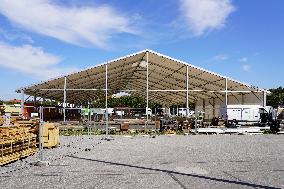 Setting Up The Beer Tents For The Oktoberfest In Munich