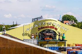 Setting Up The Beer Tents For The Oktoberfest In Munich