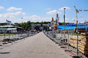 Setting Up The Beer Tents For The Oktoberfest In Munich