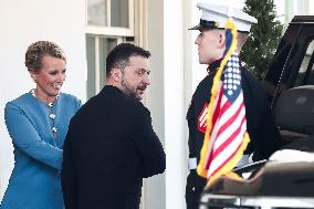 Ukrainian President Volodymyr Zelensky departs the White House after Oval Office meeting with US President Donald Trump