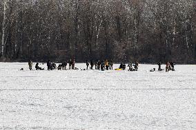 Ice fishing in Dnipro