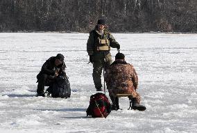 Ice fishing in Dnipro