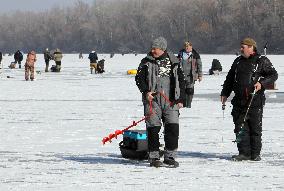 Ice fishing in Dnipro