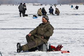 Ice fishing in Dnipro