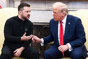 Volodymyr Zelensky Talks With Donald Trump In Oval Office - Washington